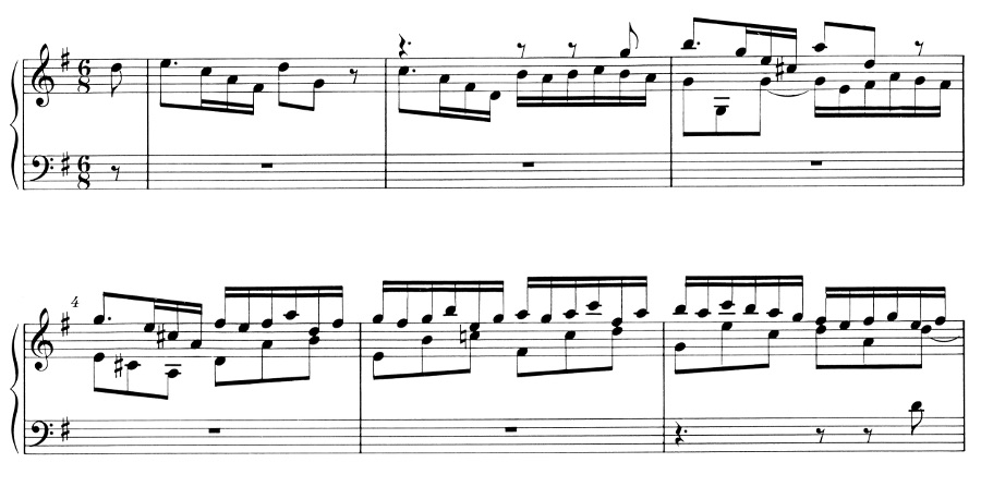 Ex. 3 Bach GM Gigue. mm. 1-6