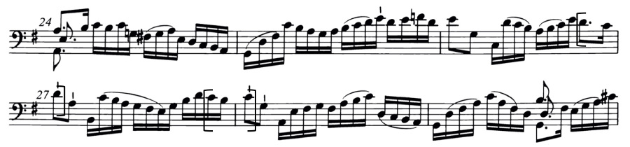 Ex. 16 Bach.Cello Suite.Allemande mm. 24ff