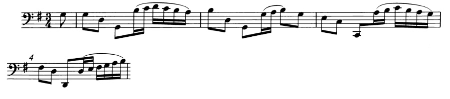 Ex. 17 Bach.Cello Suite.Courante mm. 1 4